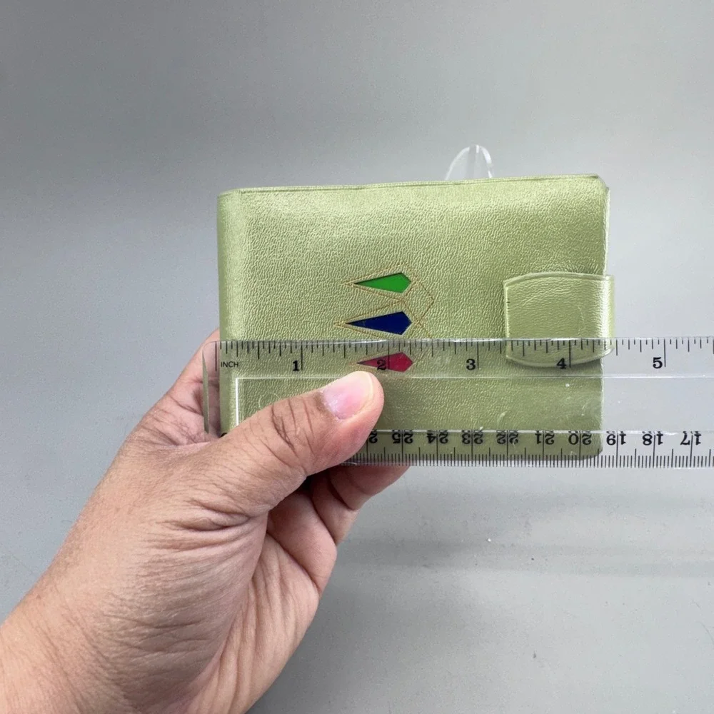 Don Loper California Vintage Bifold Wallet Green Leather MCM Retro Kitsch